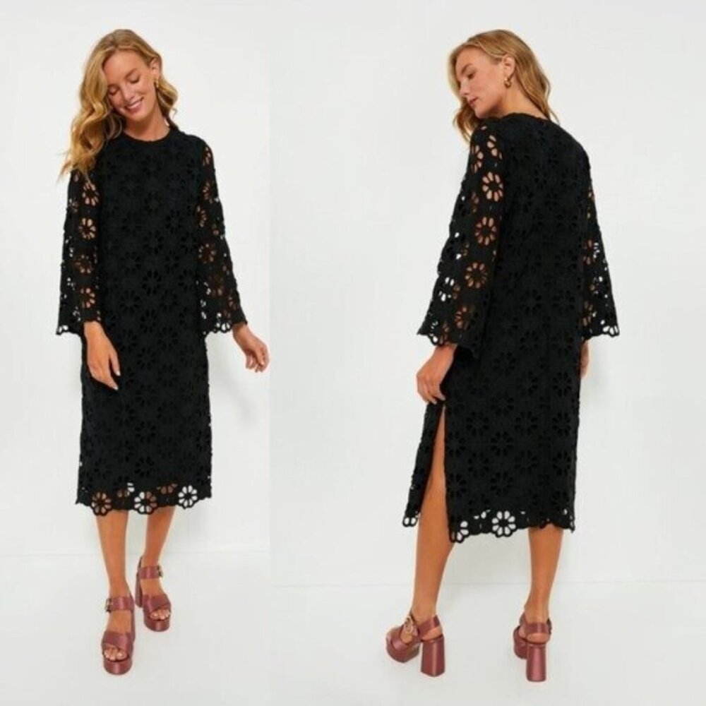 Tuckernuck Black Floral Eyelet Midi Dress - Picture 3 of 11